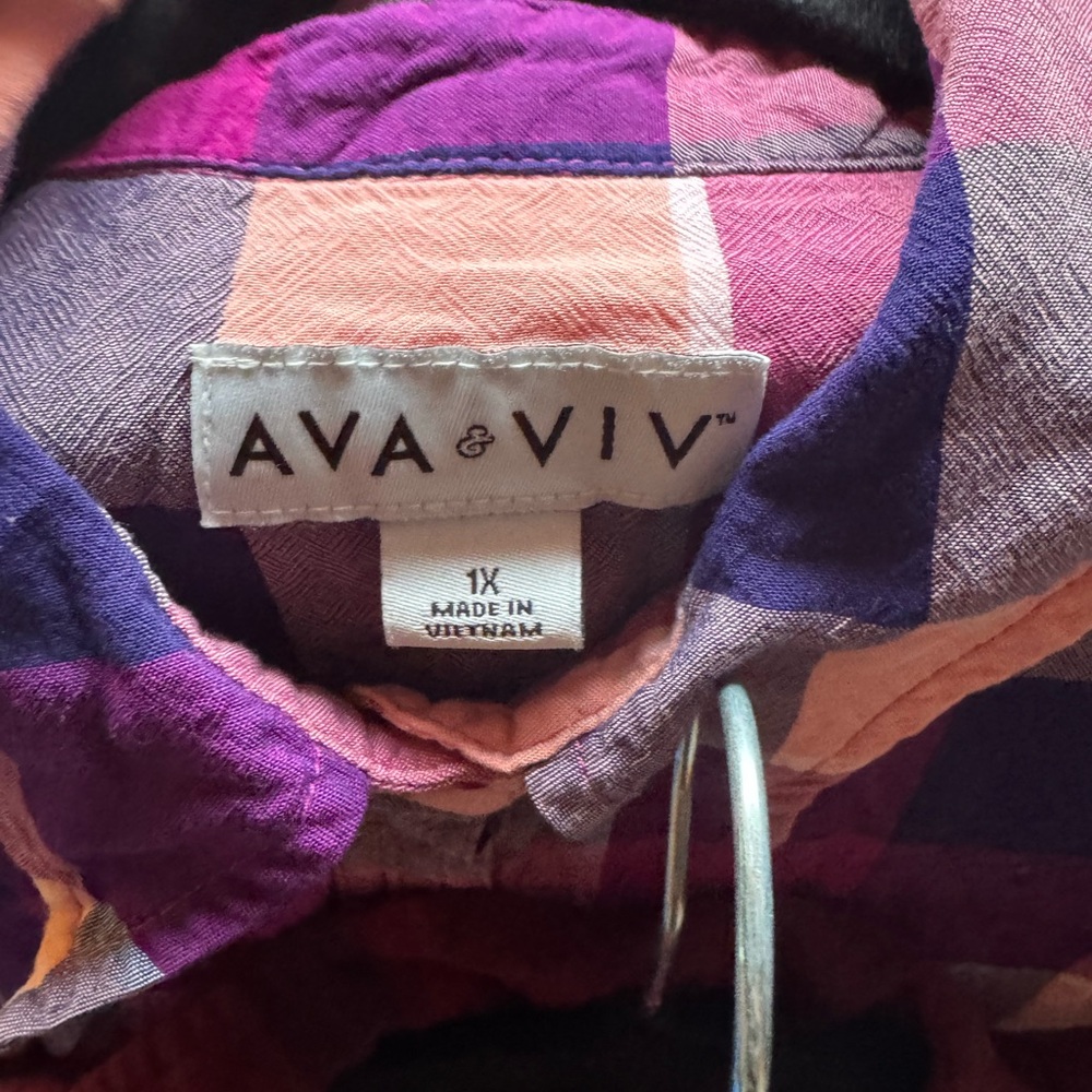 Ava & viv purple/ pink Plaid Button-Up Shirt - Picture 3 of 4